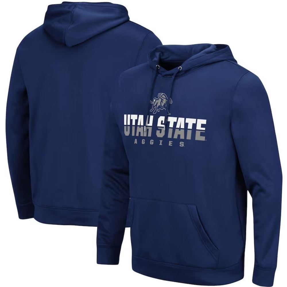 Colosseum Men's Utah State Aggies Lantern Pullover Hoodie - Navy - Medium